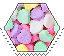 candy hearts hexagonal stamp